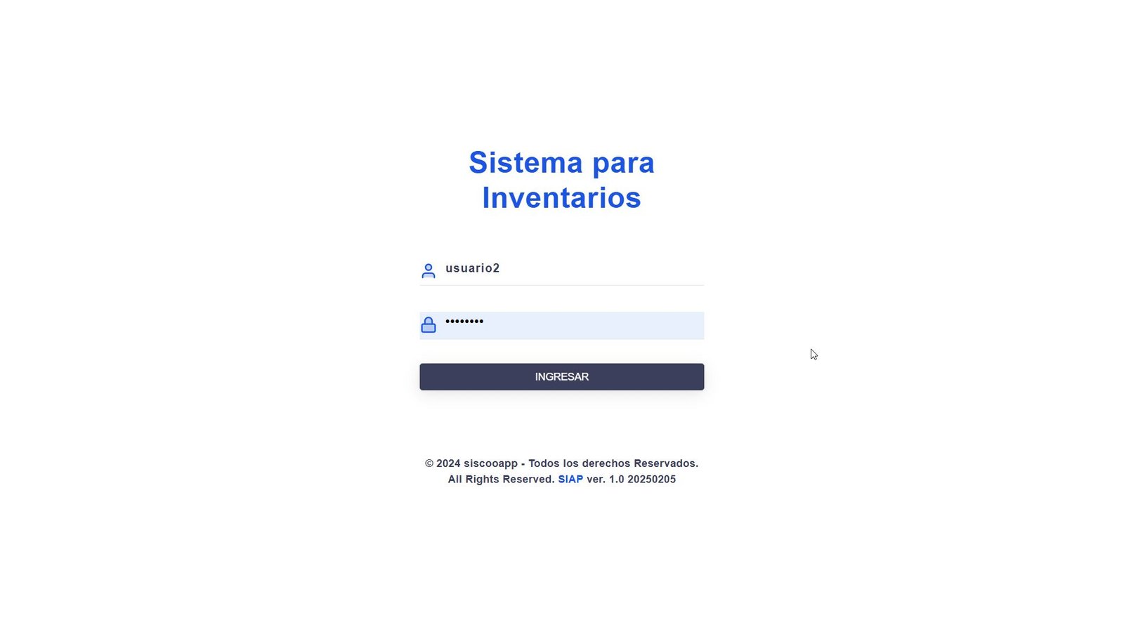 Inicio de sesión de SISCOAPP