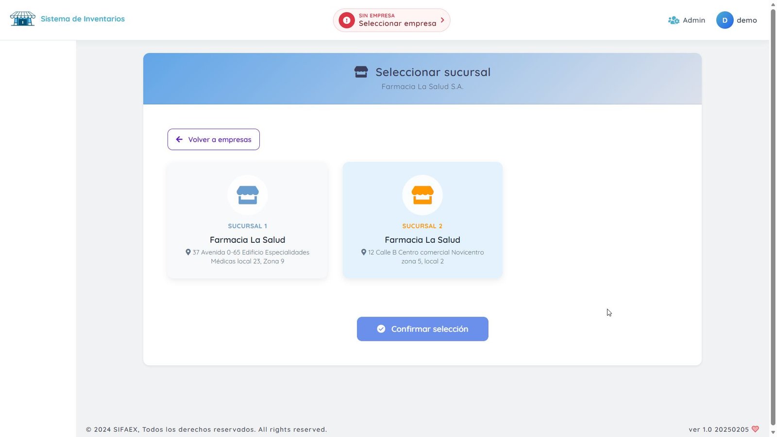 Gestión de sucursales