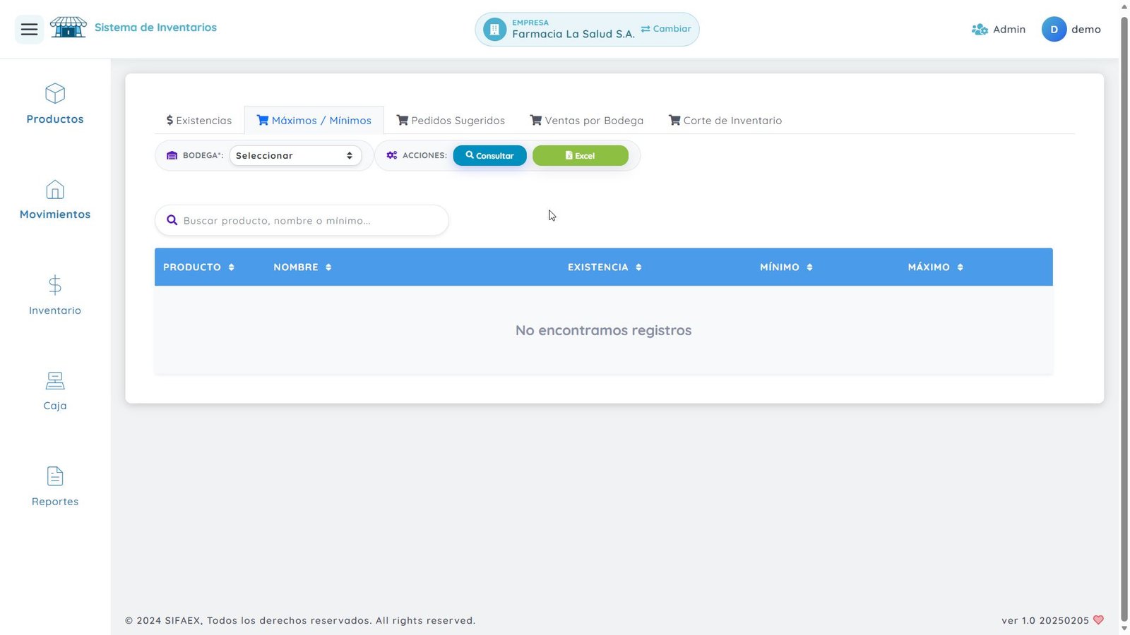 Máximos y mínimos de stock